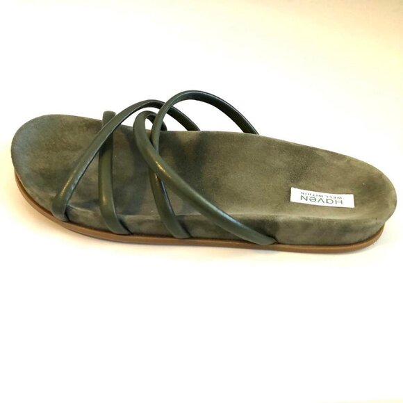 New TALBOTS HAVEN Well Within Leather Strappy Slides Sandals Olive 8 MSRP $128 - Picture 7 of 10